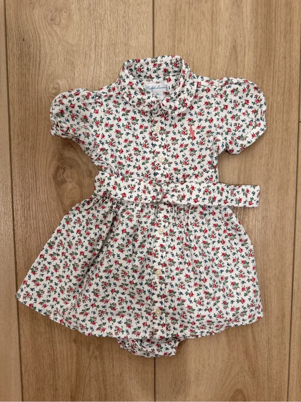 Ralph Lauren Floral Button-Front Baby Dress with Belt